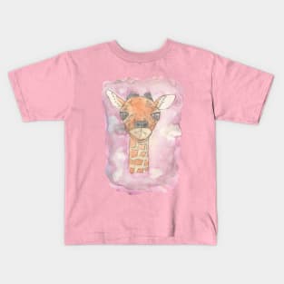 Cute Li'l Baby Giraffe Watercolor Kids T-Shirt